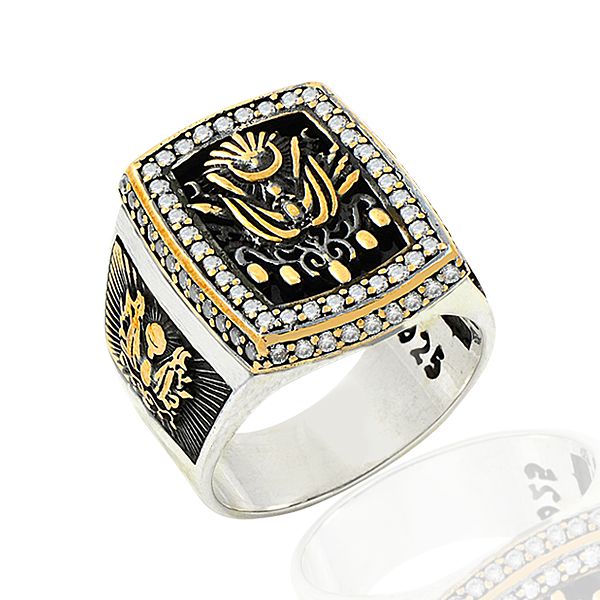 Beelo Silver 925K Gümüş Taşlı Osmanlı  Erkek Yüzük   BGEY288