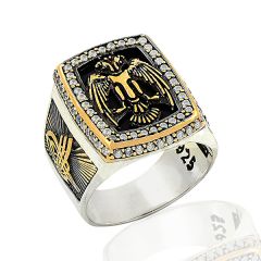 Beelo Silver 925K Gümüş Çift Başlı Kartal Erkek Yüzük BGEY290