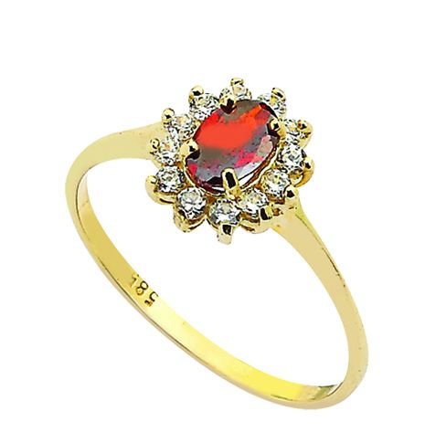 Beelo Gold 14K Altın Renkli Taşlı Yüzük