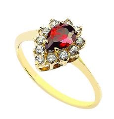 Beelo Gold 14K Altın Renkli Taşlı Su Damlası Yüzük