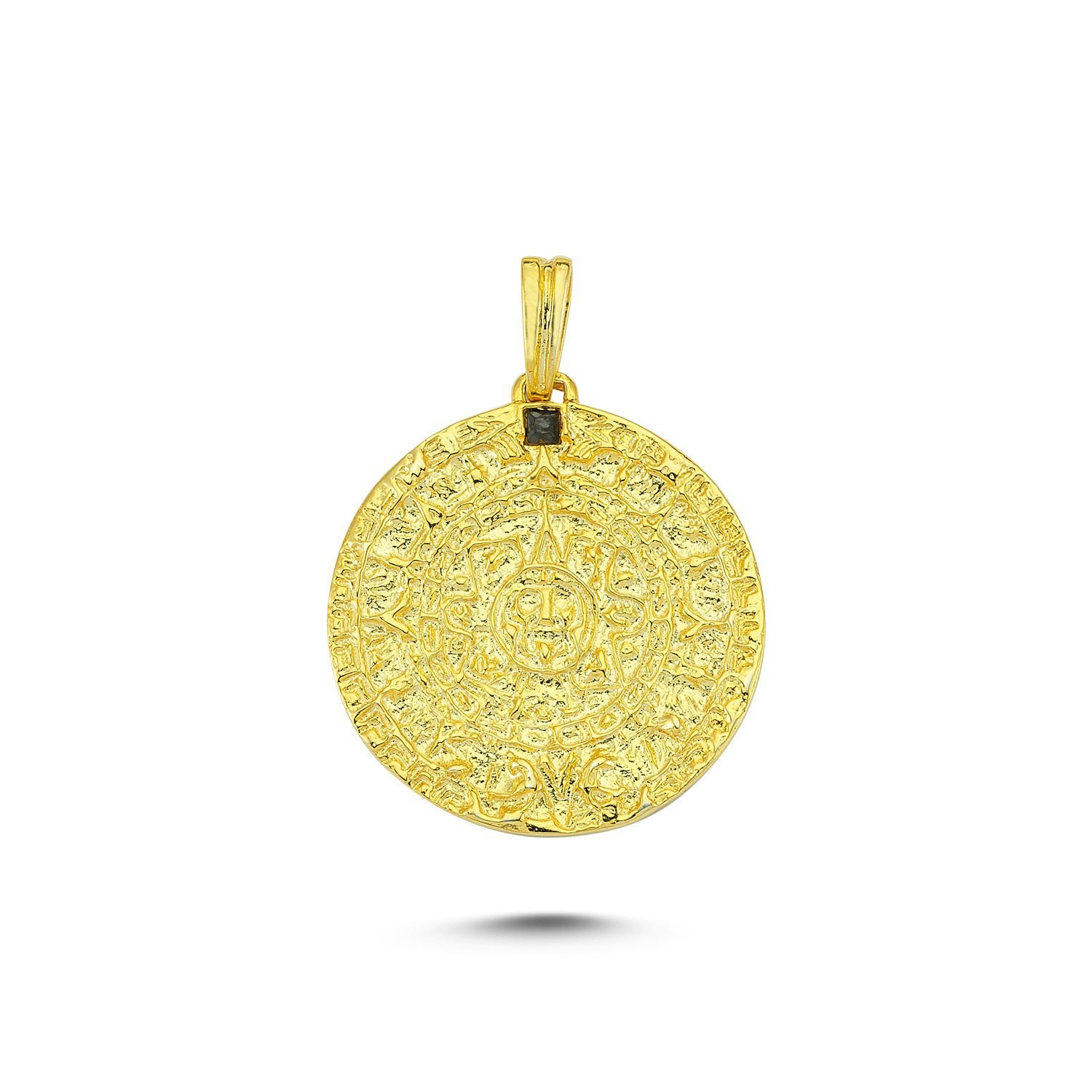Beelo Gold 14K Altın Güneş Madalyon Kolye Ucu