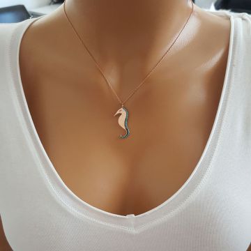 Beelo Silver Gümüş 925K Gümüş Tasarım Deniz Atı Kolye