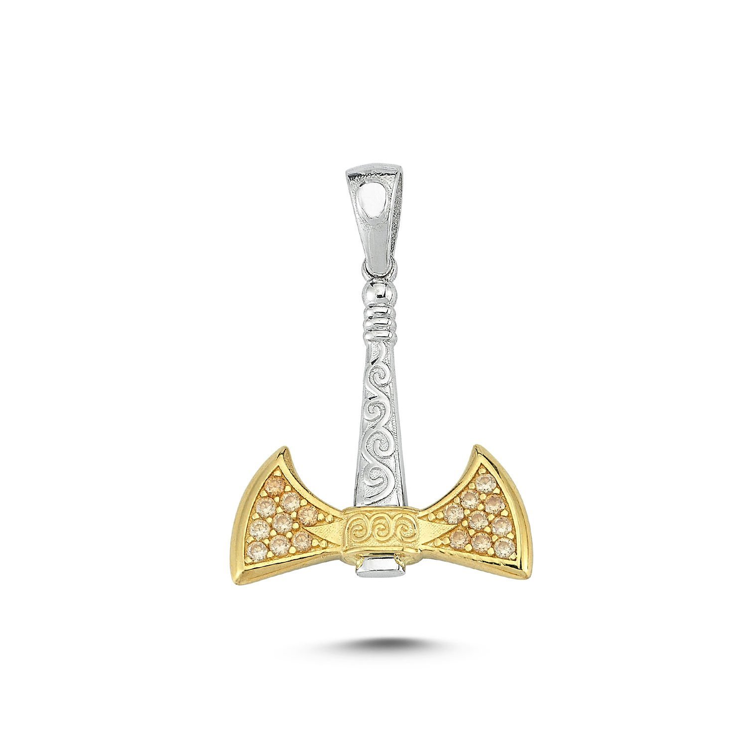 Beelo Gold 14K Altın Çift Taraflı Balta Kolye Ucu