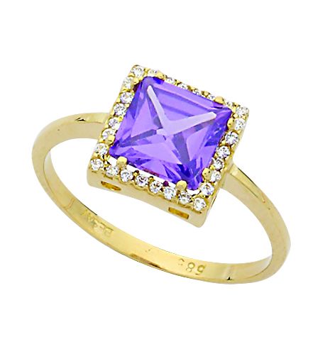 Beelo Gold 14K Altın Renkli Taşlı Yüzük