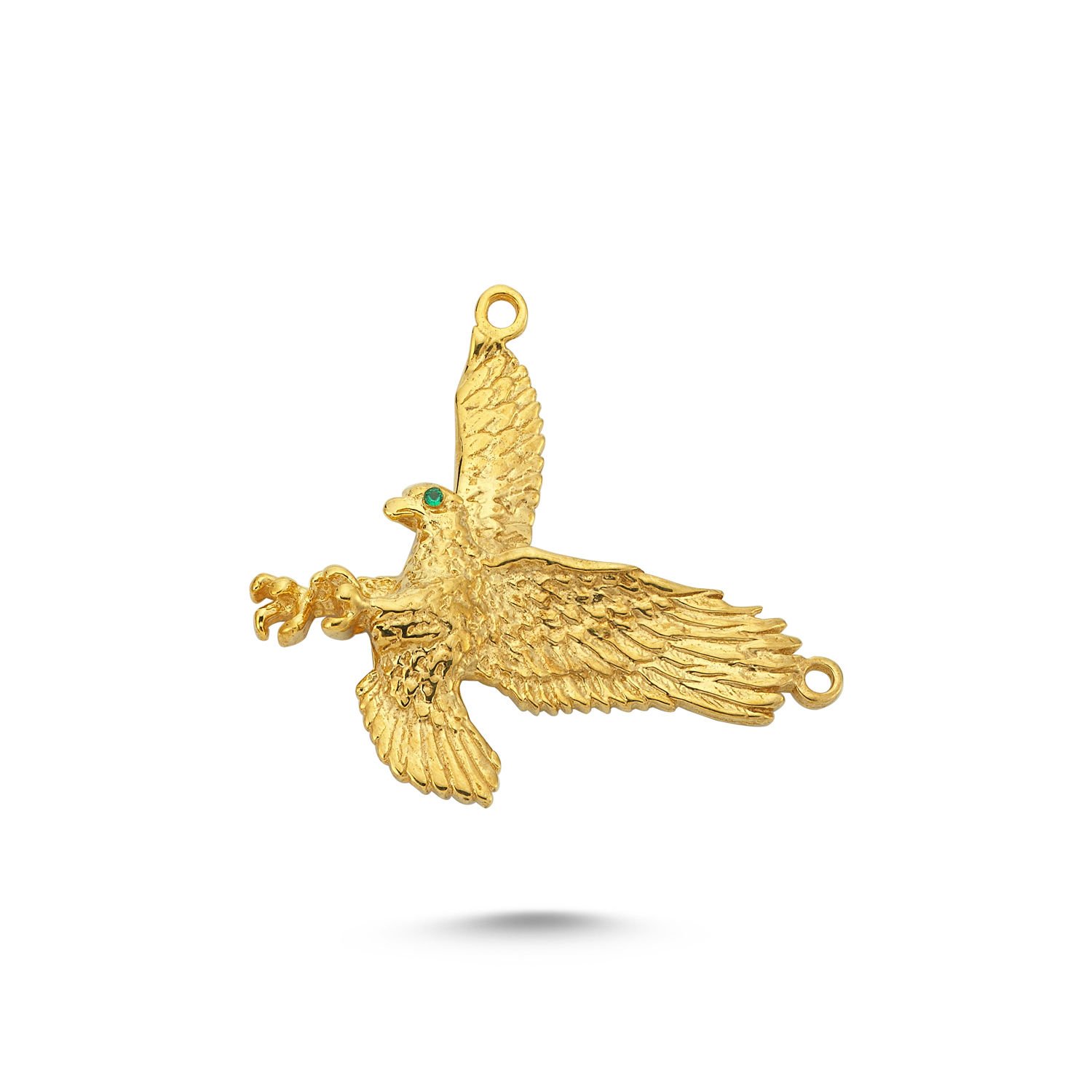 Beelo Gold 14K Altın Yeşil Gözlü Kartal Kolye Ucu