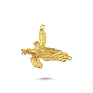 Beelo Gold 14K Altın Yeşil Gözlü Kartal Kolye Ucu