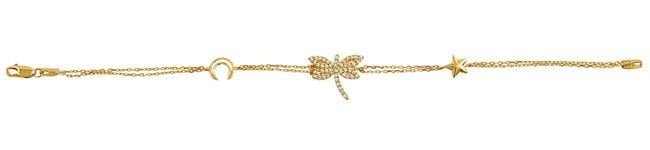 Beelo Gold 14K Altın Taşlı Yusufcuk Ay Yıldız Bileklik BGBL025