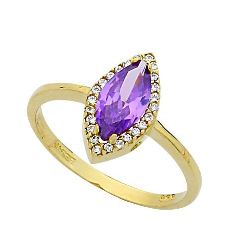 Beelo Gold 14K Altın Renkli Taşlı Yüzük