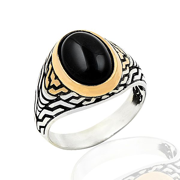 Beelo Silver 925K Gümüş Oniks Erkek Yüzük BGEY309