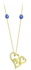 Beelo Gold  14K Altın Nazar Kalp Kolye