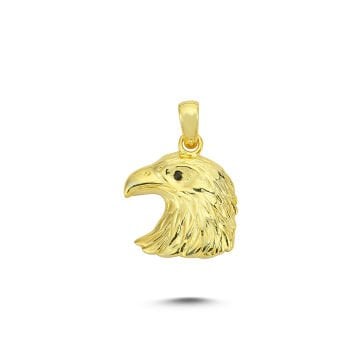 Beelo Gold 14K Altın Siyah Göz Taşlı Kartal Başı Kolye Ucu