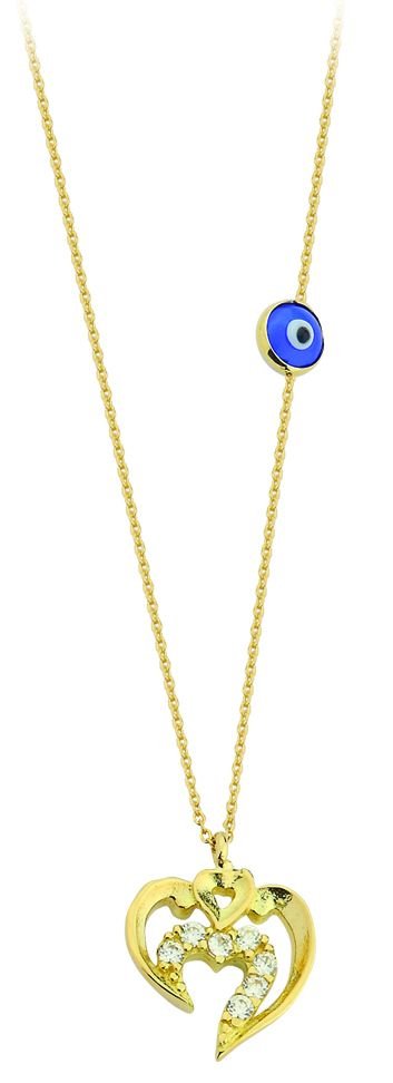 Beelo Gold  14K Altın Nazar Kalp Kolye