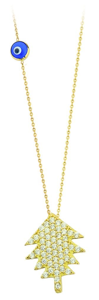 Beelo Gold  14K Altın Nazar Çam Ağacı Kolye