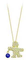 Beelo Gold  14K Altın Nazar Çöp Adam Kolye