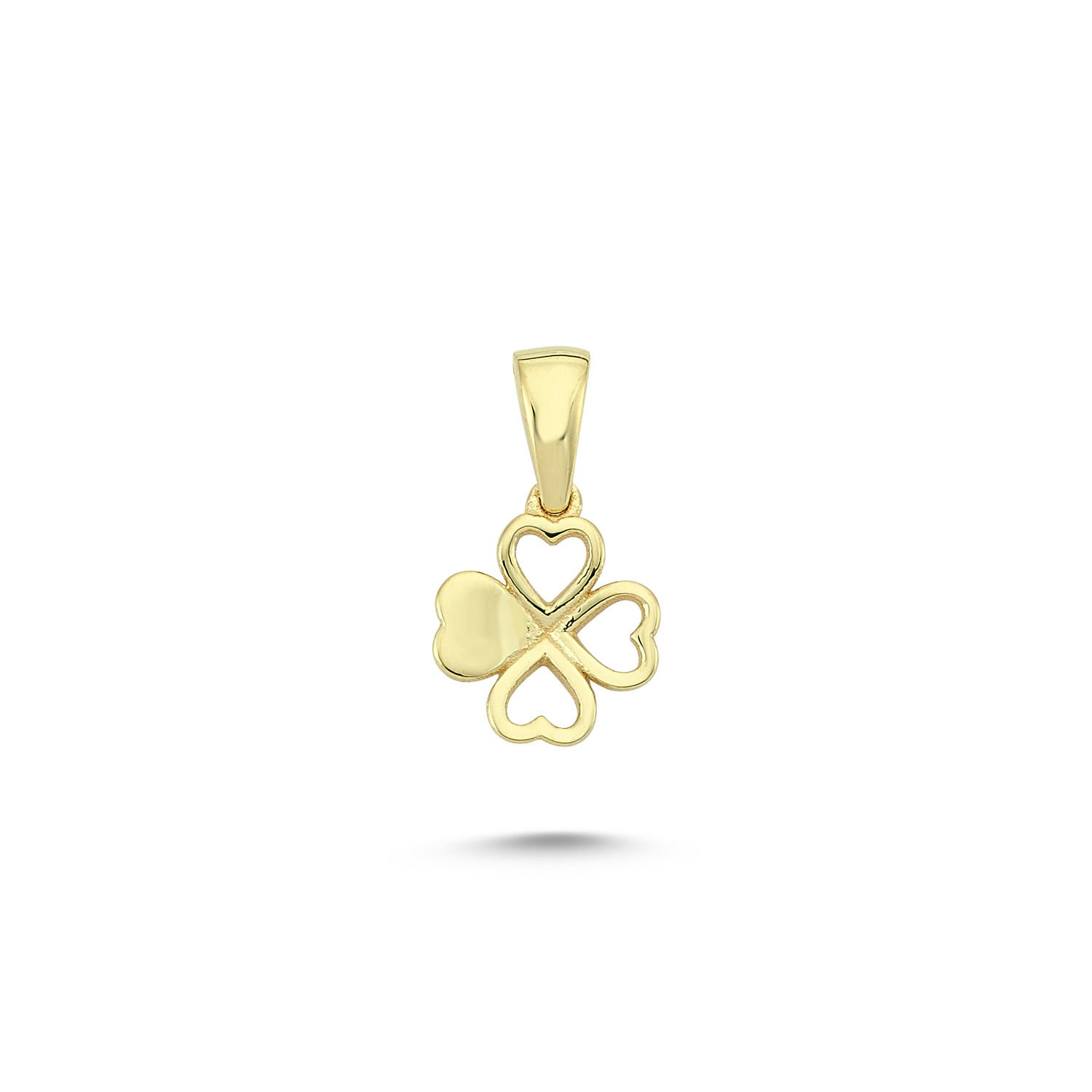 Beelo Gold 14K Altın Minimal Yonca Kolye Ucu