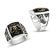 Beelo Silver 925K Gümüş Selçuklu Kartalı Erkek Yüzük