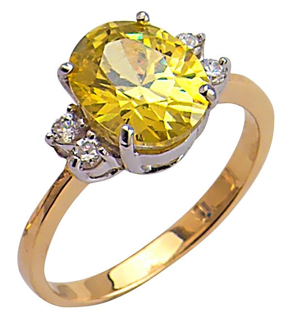 Beelo Gold 14K Altın Renkli Taşlı Yüzük