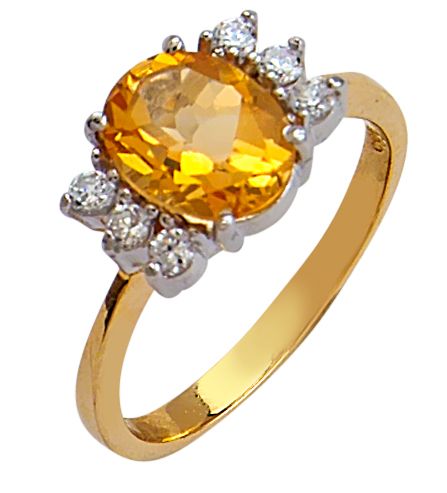 Beelo Gold 14K Altın Renkli Taşlı Yüzük