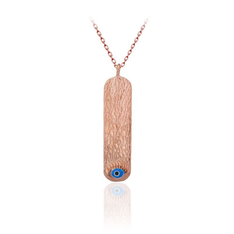 Rose 925K Gümüş İsim Plaka Nazar Tasarım Kolye