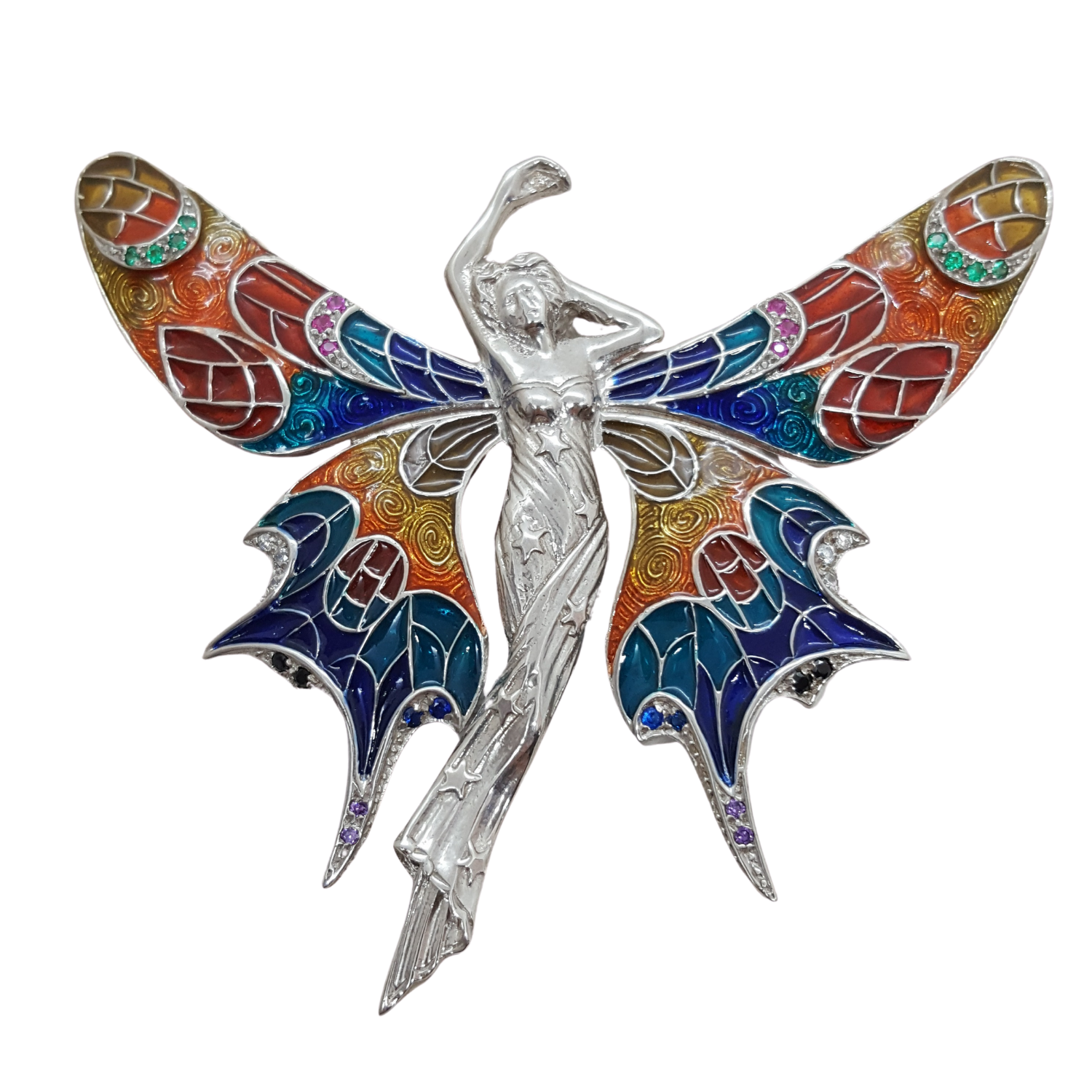 Mineli Melek Gümüş Broş