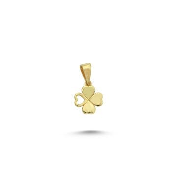 Beelo Gold 14K Altın Minimal Yonca Kolye Ucu