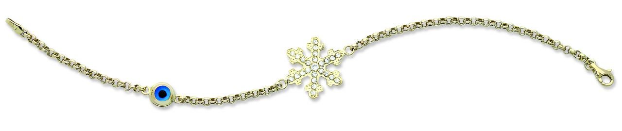 Beelo Gold 14K Altın Kar Tanesi Nazar Bileklik