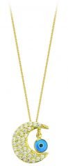Beelo Gold  14K Altın Nazar Ay Kolye