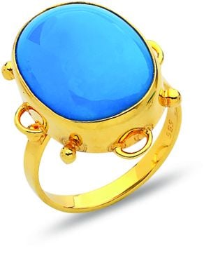 Beelo Gold 14K Altın Renkli Taşlı Yüzük