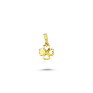 Beelo Gold 14K Altın Minimal Yonca Kolye Ucu