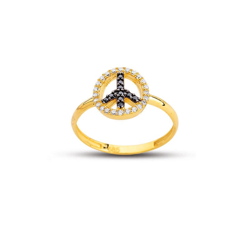 Beelo Gold 14K Altın Barış İşareti Yüzük BGA516