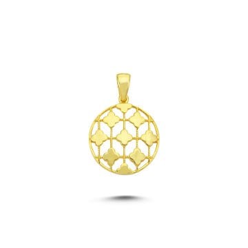 Beelo Gold 14K Altın Yuvarlak Yonca Kolye Ucu