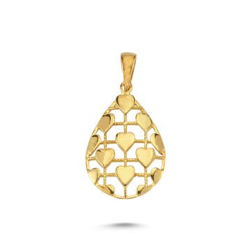 Beelo Gold 14K Altın Madalyon Kalpli Kolye Ucu