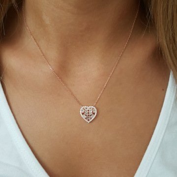 Beelo Silver Gümüş 925K Gümüş Baget Tasarım Kalp Kolye
