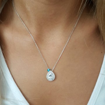 Beelo Silver 925K Gümüş Damla Nazar Kolye