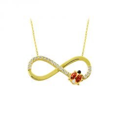 Beelo Gold 14K Altın Sonsuzluk Uğur Böceği Kolye