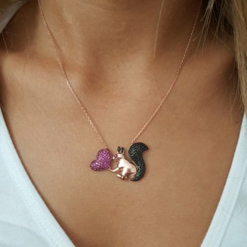 Beelo Silver 925K Gümüş Sincap Kalpli Kolye