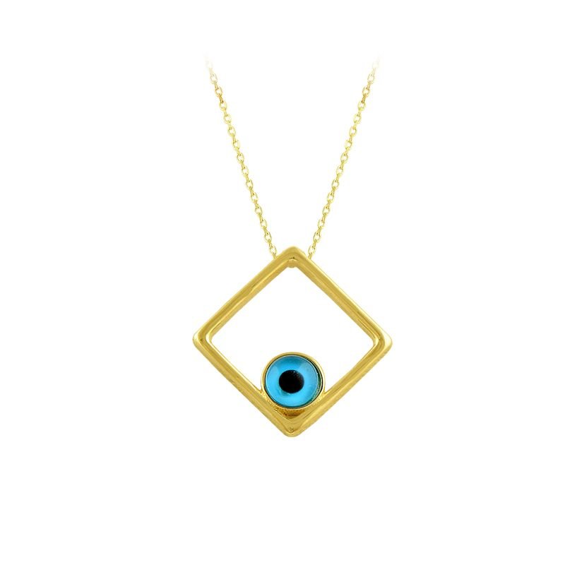 Beelo Gold 14K Altın Kare Nazar Göz Kolye