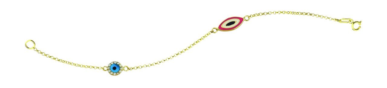 Beelo Gold 14K Altın  Mineli  Nazar  Bileklik
