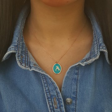 Beelo Silver 925K Gümüş Mineli A Harf Kolye