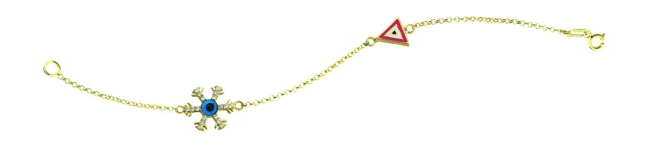 Beelo Gold 14K Altın Kar Tanesi  Mineli  Nazar  Bileklik