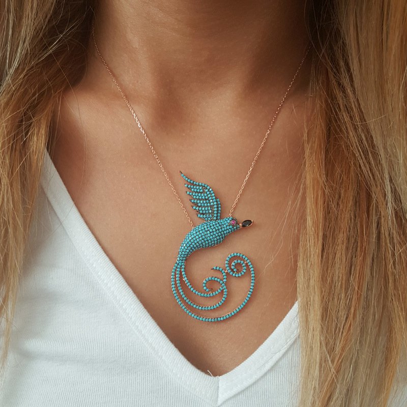 Beelo Silver Gümüş 925K Gümüş Tasarım Kuş Kolye
