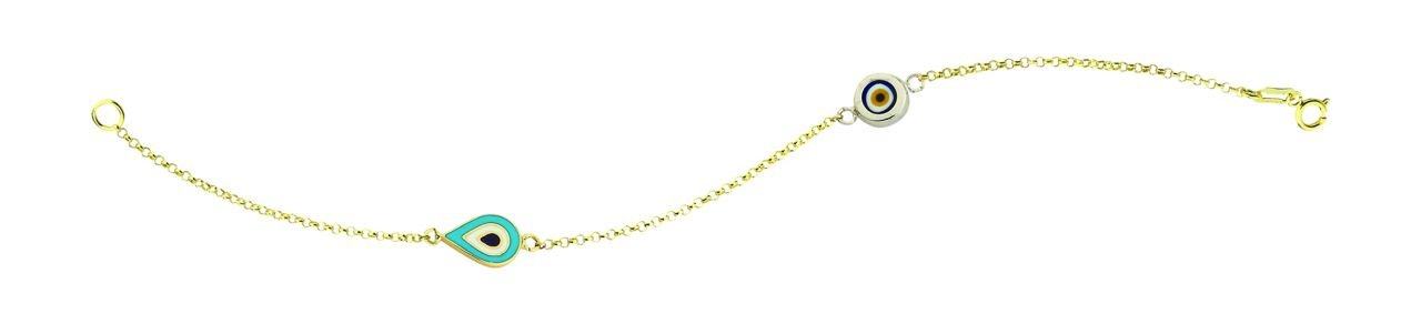 Beelo Gold 14K Altın   Mineli  Nazar  Bileklik