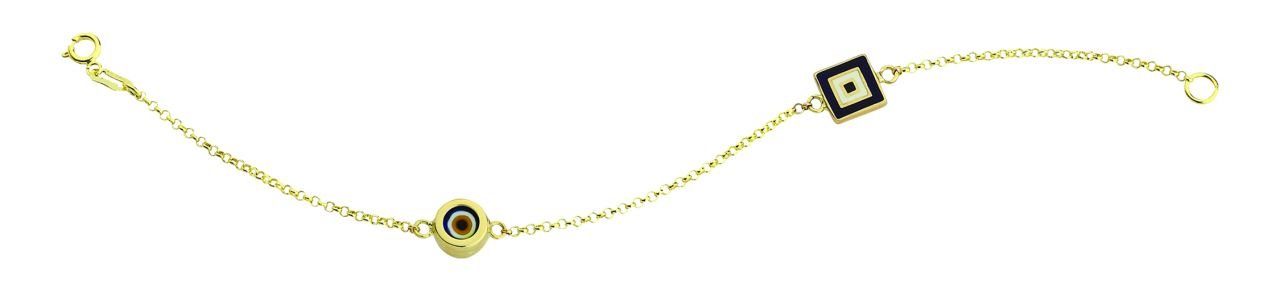 Beelo Gold 14K Altın   Mineli  Nazar  Bileklik