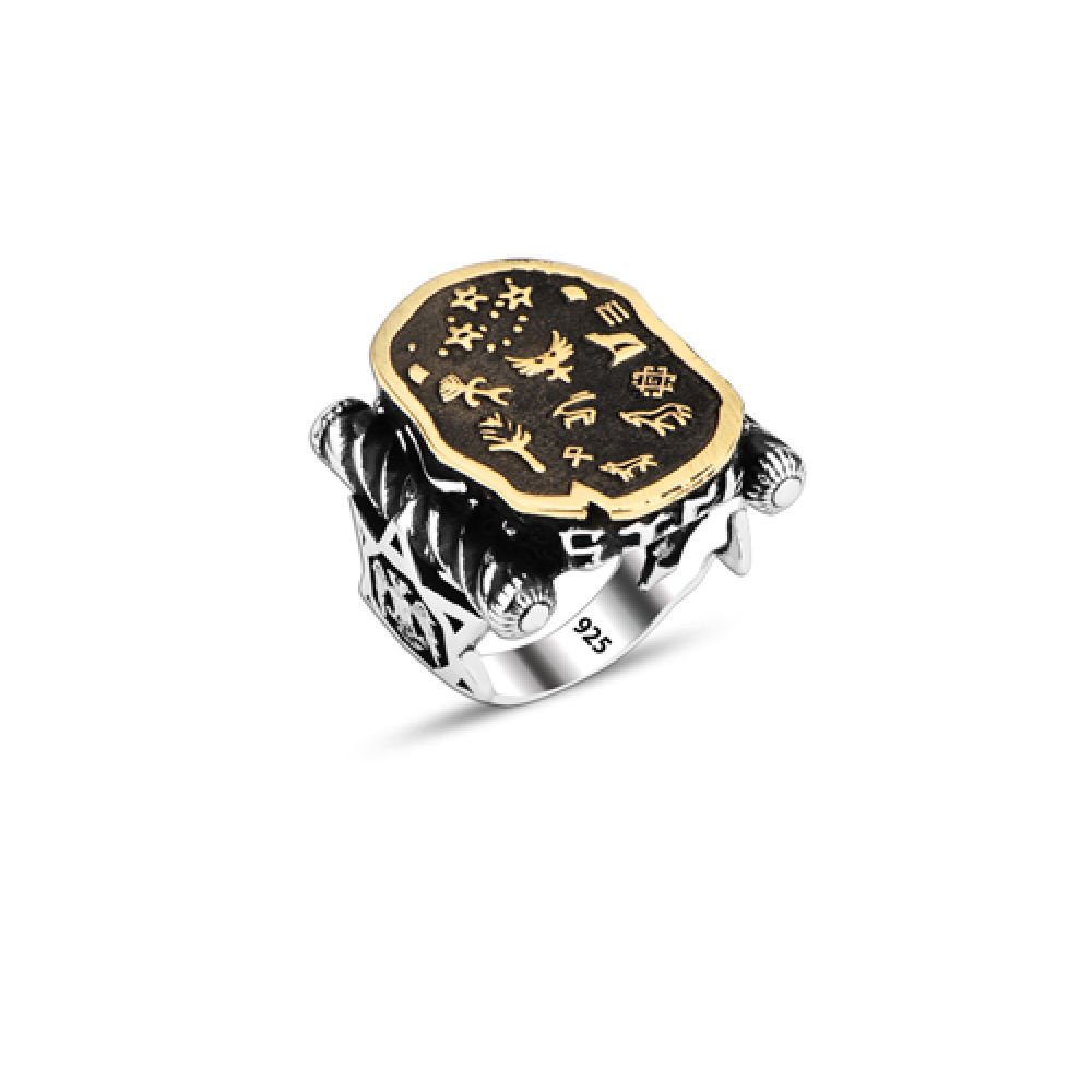 Beelo Silver 925K Gümüş Selçuklu Motif Erkek Yüzük