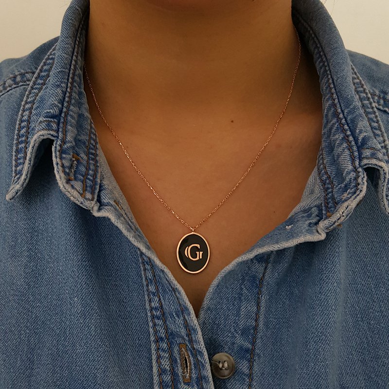 Beelo Silver 925K Gümüş Mineli G Harf Kolye