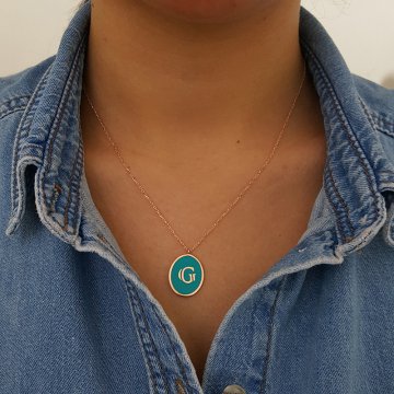 Beelo Silver 925K Gümüş Mineli G Harf Kolye