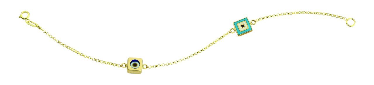 Beelo Gold 14K Altın   Mineli  Nazar  Bileklik