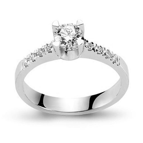 Beelo Gold 18K Beyaz Altın 0.33K Pırlanta Tek Taş Yüzük BG1060485