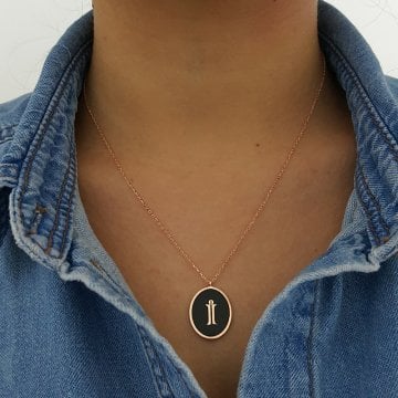 Beelo Silver 925K Gümüş Mineli İ Harf Kolye