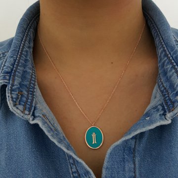Beelo Silver 925K Gümüş Mineli İ Harf Kolye